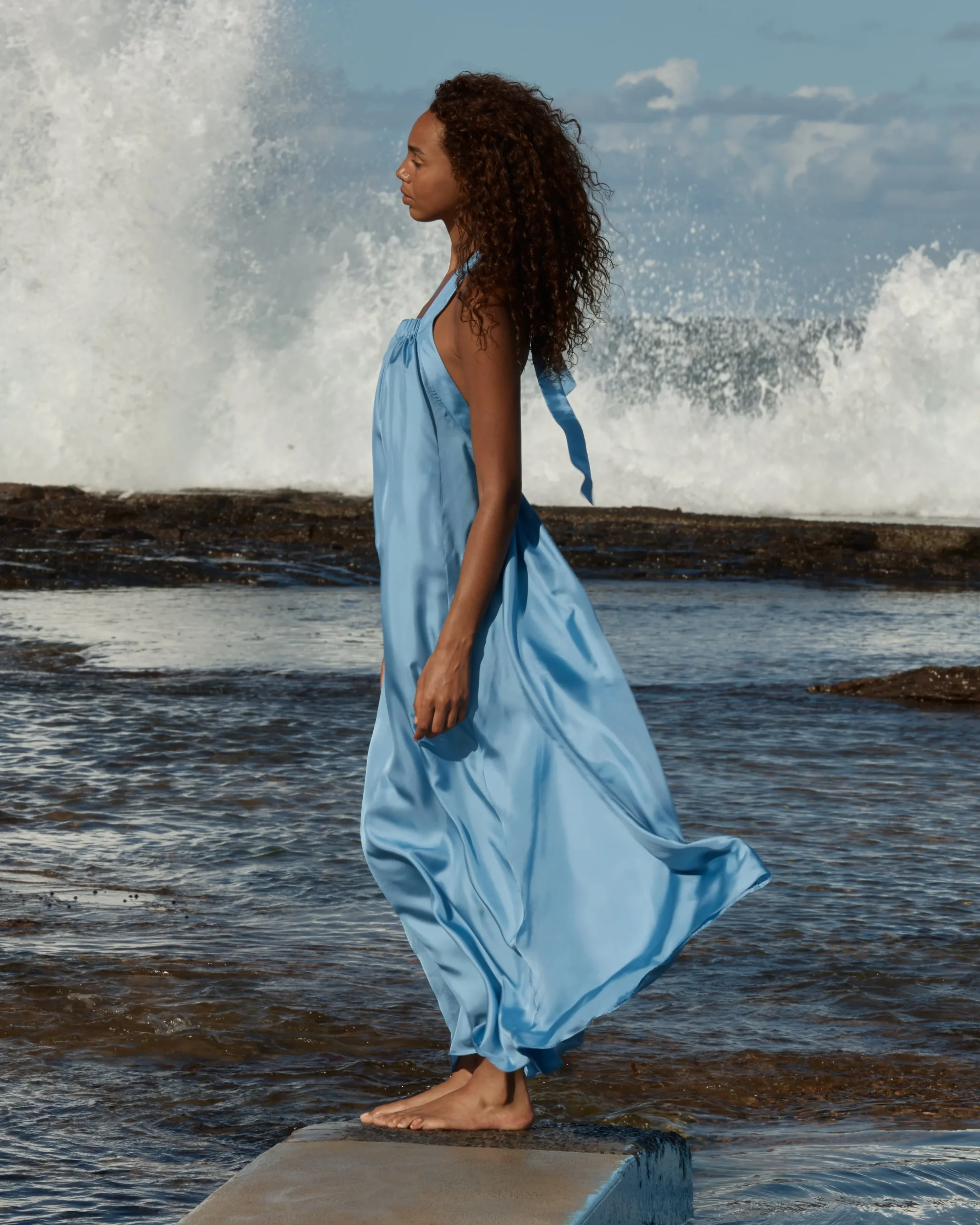 Marfa Silk Halter Maxi Dress - Dusk
