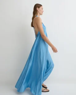 Marfa Silk Halter Maxi Dress - Dusk