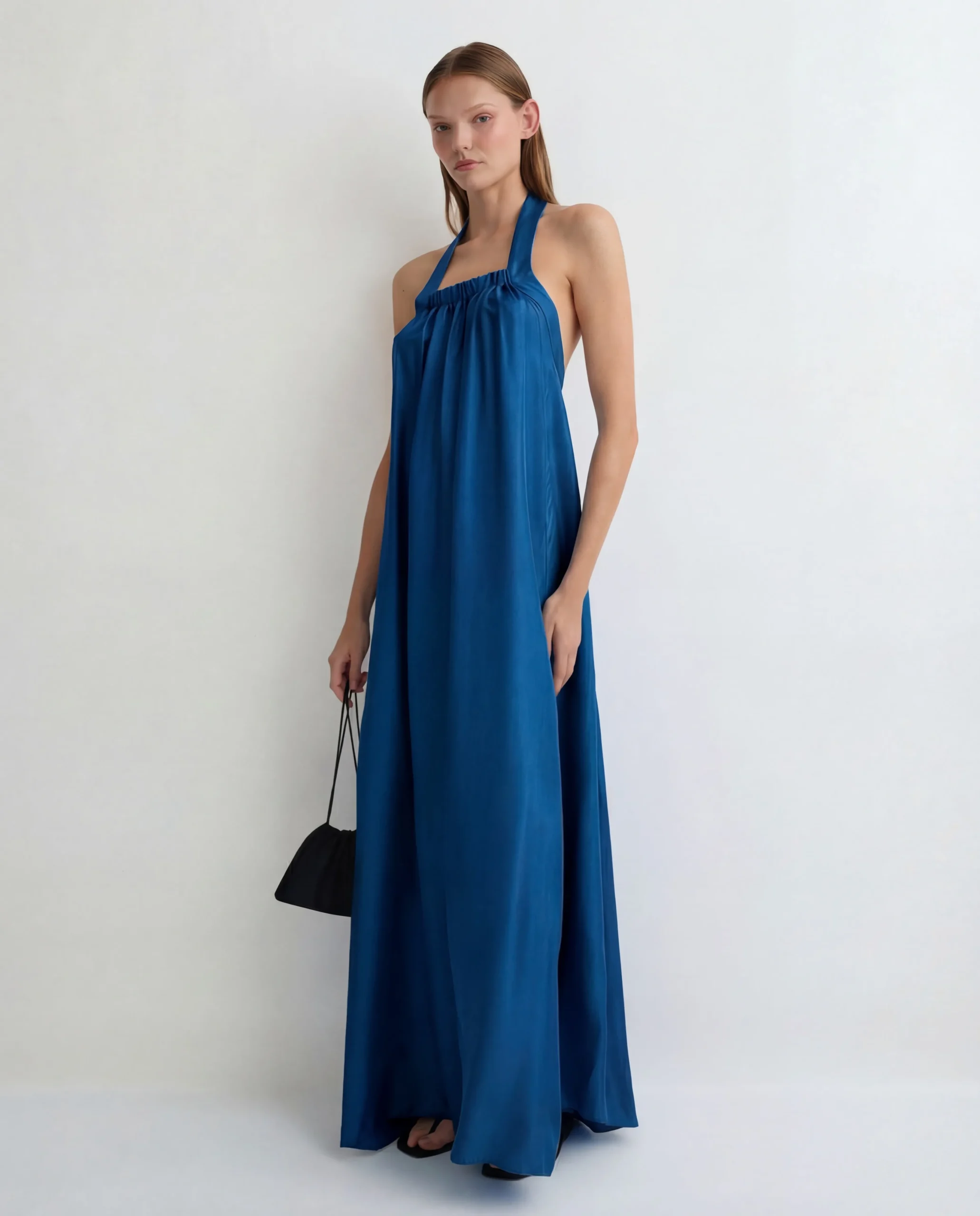Marfa Silk Halter Maxi Dress - Tropico