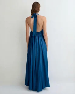 Marfa Silk Halter Maxi Dress - Tropico