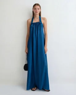 Marfa Silk Halter Maxi Dress - Tropico