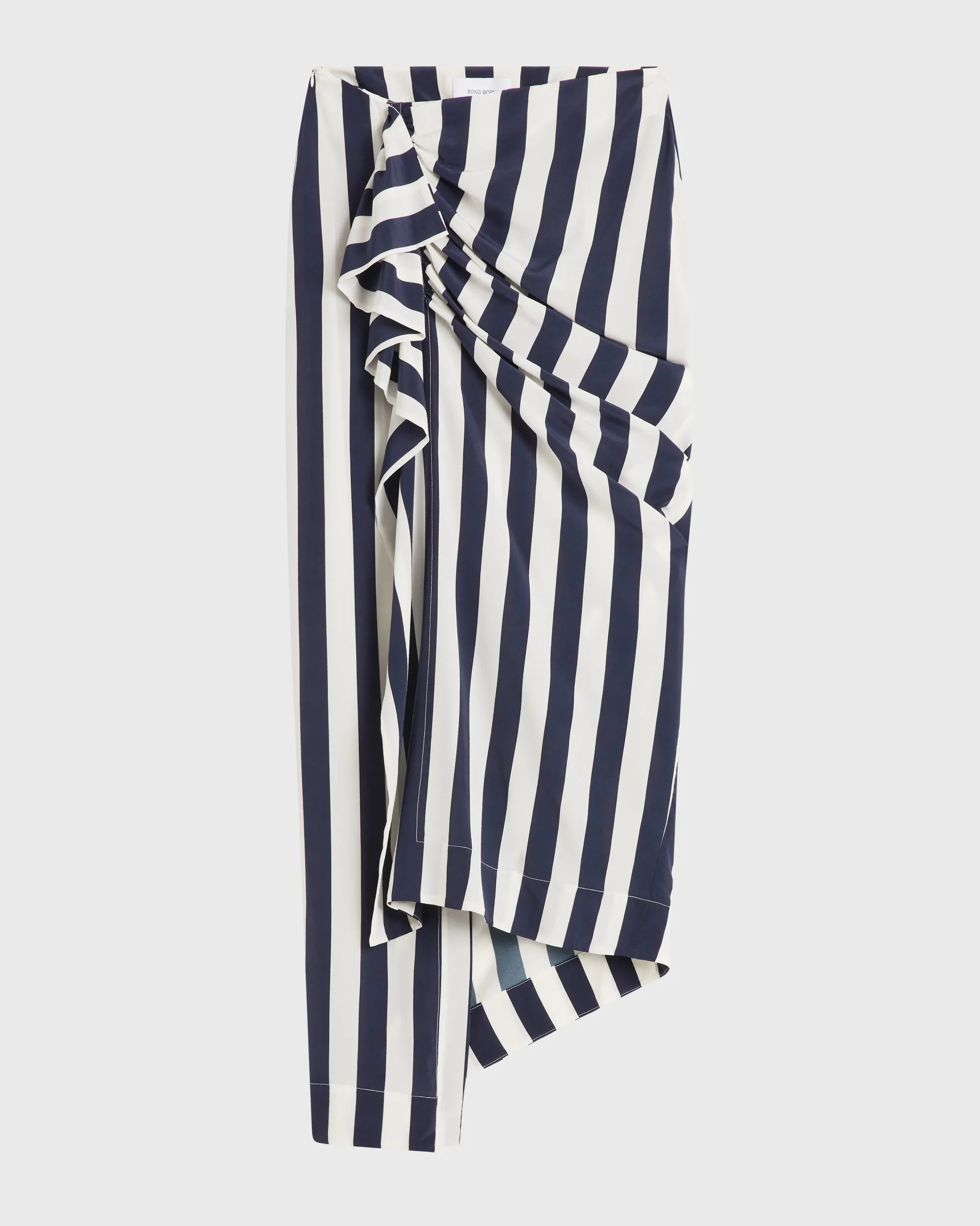 Orta Silk Draped Skirt - Navy Stripe