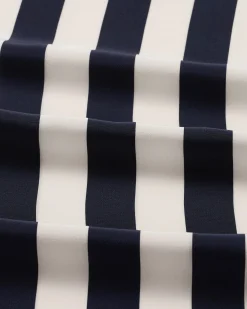 Orta Silk Draped Skirt - Navy Stripe