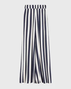 Orta Silk Palazzo Pant - Navy Stripe