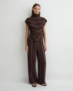 Orta Silk Pant - Mocha Stripe