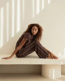Orta Silk Pant - Mocha Stripe