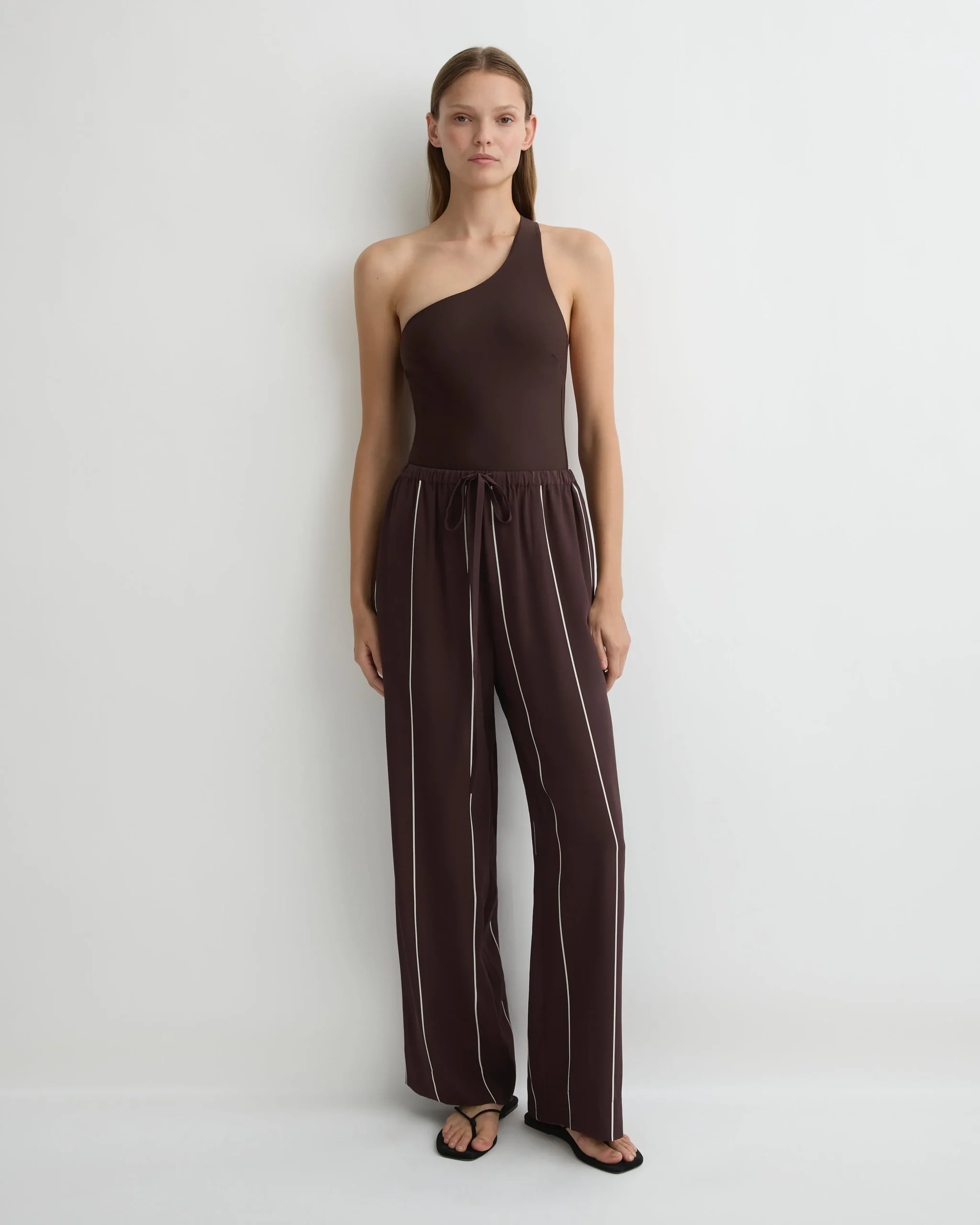 Orta Silk Pant - Mocha Stripe