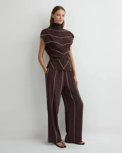 Orta Silk Pant - Mocha Stripe