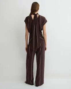 Orta Silk Pant - Mocha Stripe