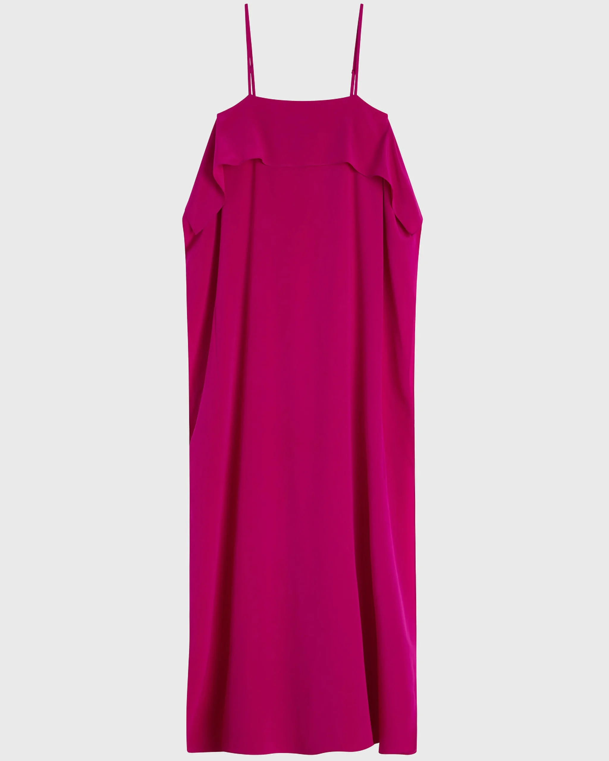Orta Silk Ruffle Slip Dress - Magenta