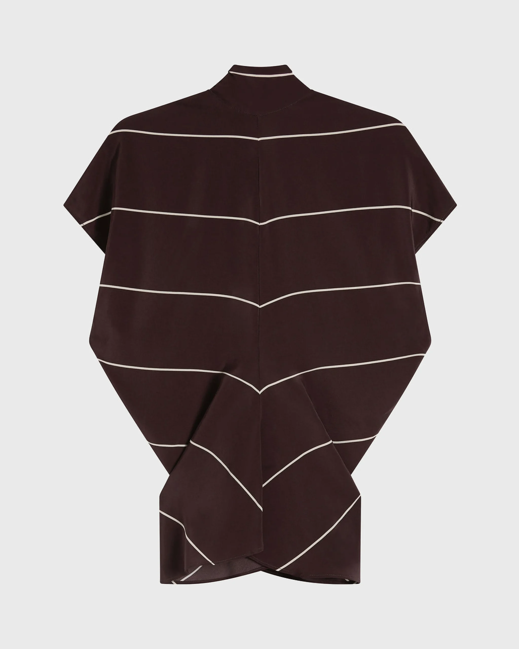 Orta Silk Tie Neck Top - Mocha Stripe