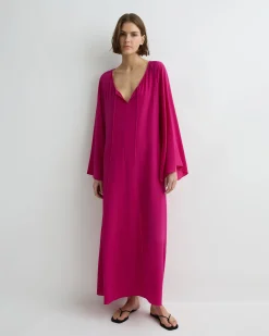 Orta Silk Tie-Front Tunic - Magenta