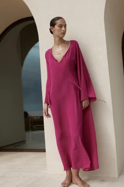 Orta Silk Tie-Front Tunic - Magenta