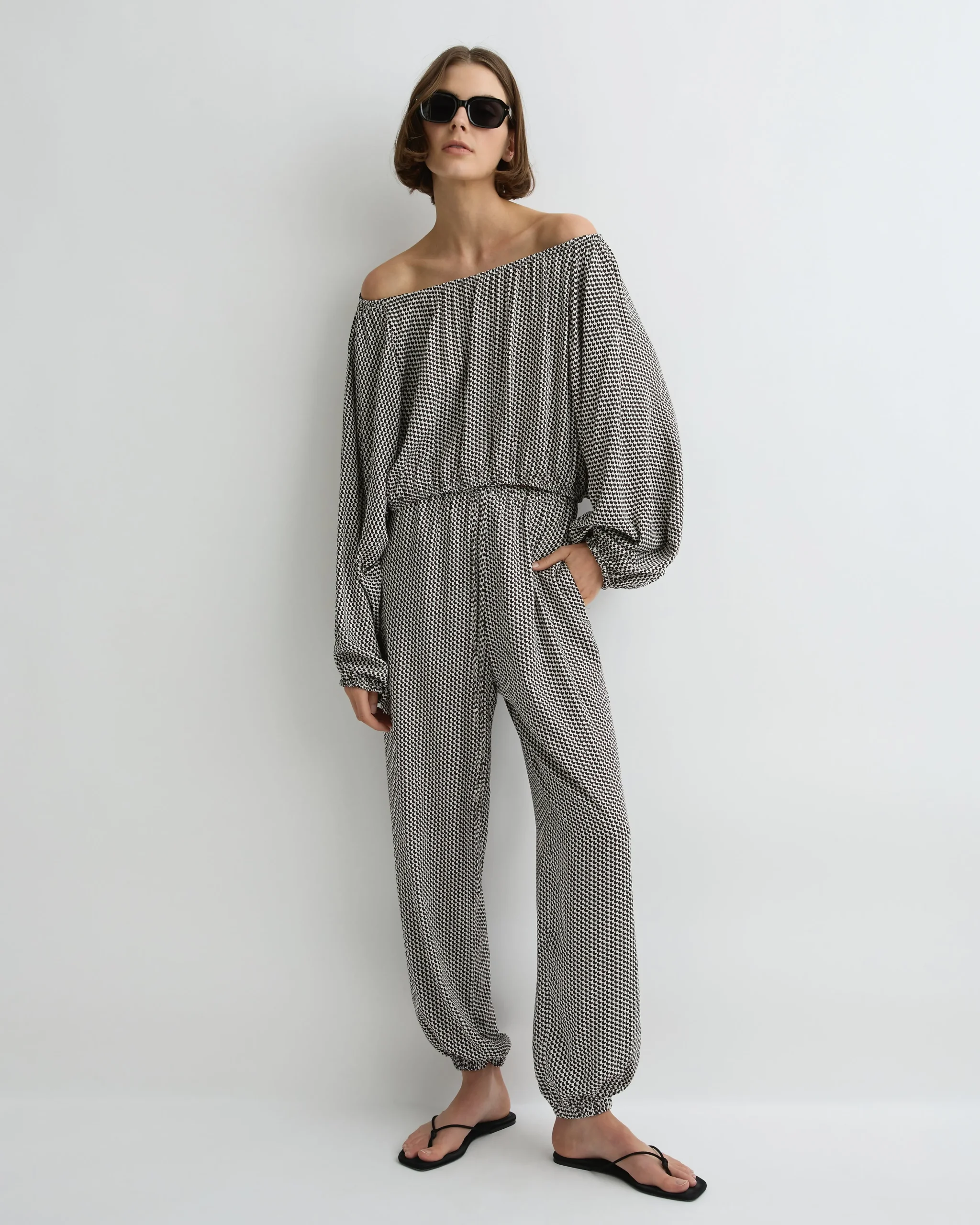 Salema Balloon Pant - Mocha Dot