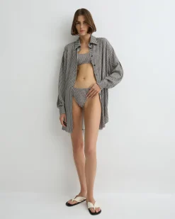 Salema Relaxed Shirt Dress - Mocha Dot
