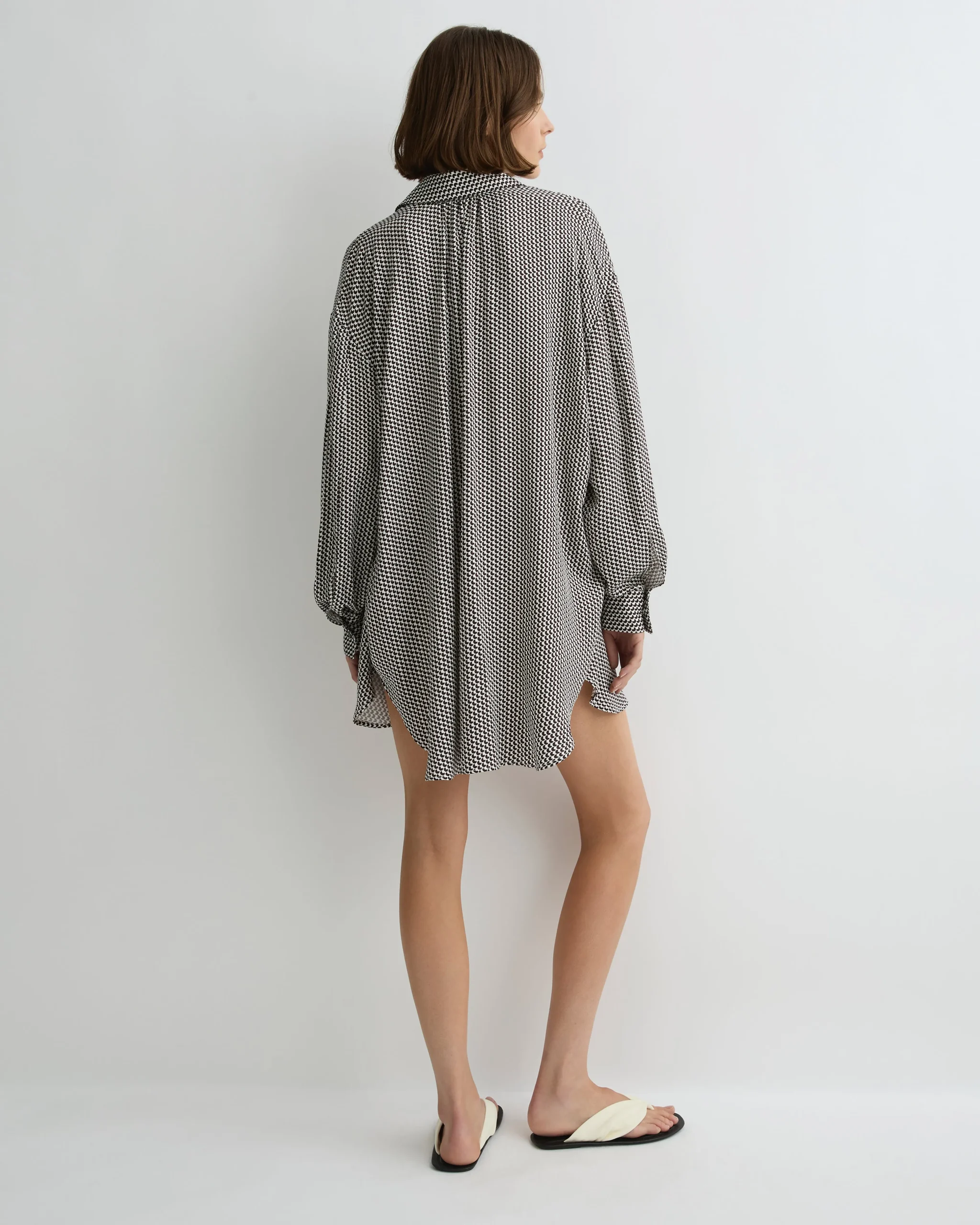 Salema Relaxed Shirt Dress - Mocha Dot